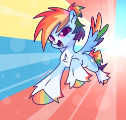 Size: 1760x1689 | Tagged: safe, artist:doodlesinky, rainbow dash, pegasus, pony, g4, female, full body, redesign, running, solo