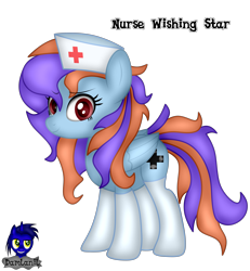 Size: 3840x4154 | Tagged: safe, artist:damlanil, oc, oc only, oc:nurse wishing star, pegasus, pony, clothes, cute, female, gloves, hat, latex, latex gloves, latex socks, looking at you, mare, nurse, nurse hat, show accurate, simple background, socks, solo, standing, transparent background, vector, wings