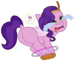 Size: 2104x1722 | Tagged: safe, artist:gmaplay, pipp petals, pegasus, pony, g5, ass up, bondage, butt, crying, cutie mark, cutie mark theft, dock, drama queen pipp, female, mare, pipp butt, plot, presenting, simple background, solo, tail, tied up, transparent background