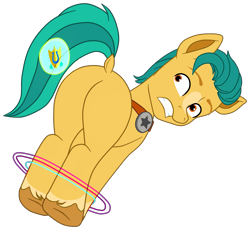Size: 2275x2093 | Tagged: safe, artist:gmaplay, hitch trailblazer, earth pony, pony, g5, ass up, butt, cutie mark, cutie mark theft, dock, hitchbutt, male, plot, presenting, simple background, solo, stallion, tail, tied up, transparent background
