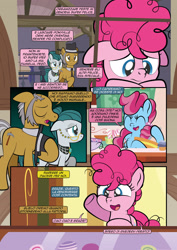 Size: 1920x2715 | Tagged: safe, artist:alexdti, cloudy quartz, cup cake, igneous rock pie, pinkie pie, earth pony, pony, comic:how we met (italian), g4, comic, female, filly, filly pinkie pie, foal, group, happy, male, mare, quartet, sad, stallion, younger