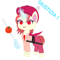 Size: 2000x2000 | Tagged: safe, oc, oc only, oc:alessandro, pony, unicorn, clothes, hat, magic, simple background, solo, sword, telekinesis, weapon, white background