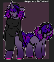 Size: 1671x1905 | Tagged: safe, artist:sexygoatgod, oc, oc only, pony, unicorn, anthro, adoptable, breasts, female, goth, self paradox, self ponidox, solo