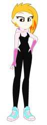 Size: 589x1565 | Tagged: safe, artist:robertsonskywa1, flare (g5), human, equestria girls, g4, g5, equestria girls-ified, female, g5 to equestria girls, g5 to g4, generation leap, marvel, photo, simple background, solo, spider-gwen, spider-man, spider-man: across the spider-verse, transparent background