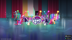 Size: 2560x1440 | Tagged: safe, gameloft, coco pommel, rarity, earth pony, pony, unicorn, g4, my little pony: magic princess, official, female, mare, my little pony logo, unnamed character, unnamed pony, video game, youtube banner