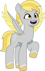 Size: 802x1278 | Tagged: safe, artist:prixy05, derpy hooves, pegasus, pony, g4, g5, my little pony: tell your tale, female, g4 to g5, generation leap, mare, simple background, smiling, solo, spread wings, tell your tale accurate, transparent background, vector, wings