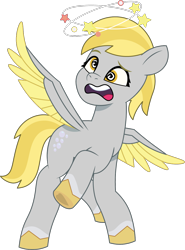 Size: 952x1284 | Tagged: safe, artist:prixy05, derpy hooves, pegasus, pony, g4, g5, my little pony: tell your tale, circling stars, dizzy, female, g4 to g5, generation leap, mare, simple background, solo, spread wings, swirly eyes, transparent background, vector, wings