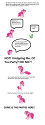 Size: 460x1280 | Tagged: safe, gummy, pinkie pie, earth pony, pony, g4, comic, desktop ponies, engrish, eyes closed, female, happy, open mouth, pixel art, shocked, sprite, text