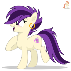 Size: 3577x3577 | Tagged: safe, artist:r4hucksake, oc, oc only, oc:grape soda, earth pony, pony, blushing, cute, ear piercing, earring, female, happy, jewelry, mare, ocbetes, piercing, raised hoof, simple background, solo, standing on two hooves, transparent background