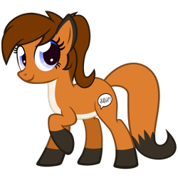 Size: 1406x1406 | Tagged: safe, artist:the smiling pony, oc, oc only, oc:sunnyside, earth pony, fox, fox pony, hybrid, original species, pony, 2024 community collab, derpibooru community collaboration, g4, .svg available, cute, female, looking at you, mare, ponytail, raised hoof, simple background, smiling, solo, transparent background, vector