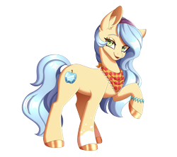Size: 2419x2149 | Tagged: safe, artist:_ladybanshee_, oc, oc only, oc:rarijack, earth pony, pony, 2024 community collab, derpibooru community collaboration, commissioner:raritybro, ear fluff, female, hairband, looking at you, magical lesbian spawn, offspring, parent:applejack, parent:rarity, parents:rarijack, simple background, smiling, smiling at you, solo, transparent background