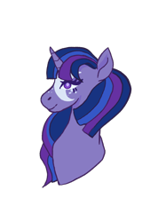 Size: 943x1258 | Tagged: safe, artist:vernorexia, twilight sparkle, twilight twinkle, pony, unicorn, g3, g4, blue hair, body markings, bust, facial markings, freckles, portrait, redesign, simple background, solo, transparent background, unicorn twilight