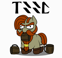 Size: 1354x1260 | Tagged: safe, artist:isaac_pony, oc, oc only, oc:stormstone, dwarf, earth pony, pony, alcohol, beard, beer, boots, clothes, dungeons and dragons, facial hair, fantasy, fantasy class, gloves, male, pen and paper rpg, rpg, shoes, simple background, solo, squatpony, stallion, white background