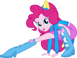 Size: 7961x6000 | Tagged: safe, artist:givralix, pinkie pie, human, equestria girls, g4, my little pony equestria girls, absurd resolution, balancing, boots, clothes, eyebrows, female, helping twilight win the crown, high heel boots, looking at you, open mouth, open smile, shoes, simple background, skirt, smiling, smiling at you, solo, transparent background, updated image, vector, wondercolts uniform