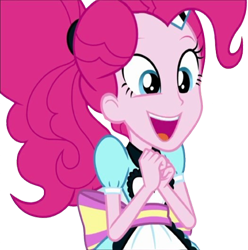 Size: 2502x2520 | Tagged: safe, edit, edited screencap, editor:homersimpson1983, screencap, pinkie pie, human, coinky-dink world, equestria girls, g4, my little pony equestria girls: summertime shorts, background removed, female, not a vector, simple background, solo, transparent background, waitress