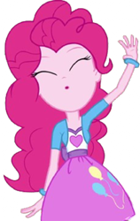 Size: 1593x2520 | Tagged: safe, edit, edited screencap, editor:homersimpson1983, screencap, pinkie pie, human, equestria girls, g4, my little pony equestria girls: rainbow rocks, arms, background removed, bracelet, breasts, bust, clothes, eyes closed, female, hand, jewelry, long hair, not a vector, o mouth, shirt, simple background, skirt, solo, teenager, transparent background, vest, waving