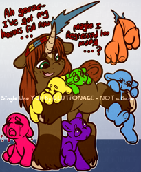 Size: 1517x1851 | Tagged: safe, artist:sexygoatgod, oc, oc only, oc:little bud, pony, unicorn, age regression, baby, baby pony, commission, crying, diaper, drool, female, foal, levitation, magic, obtrusive text, telekinesis, transformation, watermark, wip, ych sketch, younger, your character here