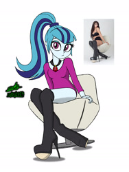 Size: 1440x1920 | Tagged: safe, artist:gibsterboy5, sonata dusk, human, equestria girls, g4, boots, chair, high heel boots, misleading thumbnail, reference, shoes, simple background, sitting, solo, thigh boots
