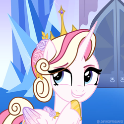 Size: 2000x2000 | Tagged: safe, artist:lovinglypromise, oc, oc:crystal rose, alicorn, pony, crown, female, jewelry, mare, offspring, parent:princess cadance, parent:shining armor, parents:shiningcadance, regalia, solo