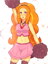 Size: 1950x2599 | Tagged: safe, artist:kekibon, adagio dazzle, human, equestria girls, g4, adoragio, belly button, blushing, cheerleader, cheerleader outfit, clothes, cute, female, midriff, pom pom, solo