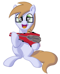 Size: 1068x1300 | Tagged: safe, artist:darkdabula, oc, oc only, oc:clicking keys, earth pony, pony, 2024 community collab, derpibooru community collaboration, elite dangerous, glasses, simple background, sitting, solo, spaceship, transparent background