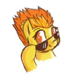 Size: 6314x6314 | Tagged: safe, artist:simplesaemple, spitfire, pegasus, pony, g4, absurd resolution, bust, colored pupils, freckles, looking at you, portrait, simple background, sketch, smiling, smiling at you, solo, sunglasses, white background