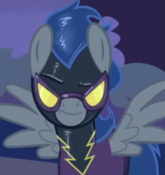 Size: 635x674 | Tagged: safe, edit, edited screencap, editor:anonymous, screencap, descent, pegasus, pony, g4, /mlp/ latex requests, clothes, costume, cropped, eyebrows, goggles, latex, latex mask, latex suit, png, raised eyebrow, shadowbolts, shadowbolts costume, shadowbolts uniform, smiling, smirk, solo, spread wings, wings