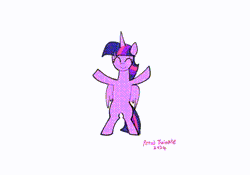 Size: 398x278 | Tagged: safe, artist:petaltwinkle, twilight sparkle, alicorn, pony, g4, animated, bipedal, commission, cute, dancing, do the sparkle, eyes closed, female, gif, happy, loop, lowres, mare, signature, simple background, smiling, solo, spread wings, twiabetes, twilight sparkle (alicorn), white background, wings