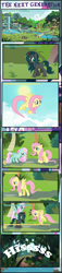 Size: 1662x7321 | Tagged: safe, artist:shootingstarsentry, fluttershy, oc, oc:lilypad, oc:nightshade (digimonlover101), changepony, hybrid, pegasus, pony, comic:the next generation, g4, female, interspecies offspring, mare, offspring, parent:fluttershy, parent:king sombra, parent:queen chrysalis, parents:caballershy, parents:chrysombra, sweet feather sanctuary