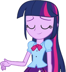 Size: 2315x2520 | Tagged: safe, edit, edited screencap, editor:mrtoonlover83, screencap, twilight sparkle, human, equestria girls, g4, arms, background removed, blouse, bowtie, breasts, bust, clothes, eyes closed, female, fingers, hand, happy, long hair, not a vector, puffy sleeves, simple background, skirt, smiling, solo, teenager, transparent background