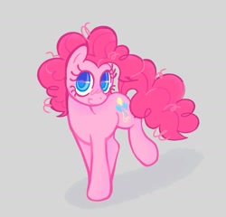Size: 1043x1000 | Tagged: safe, artist:p4rtycity, pinkie pie, earth pony, pony, g4, cute, diapinkes, female, gray background, mare, simple background, solo