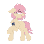 Size: 4096x4096 | Tagged: safe, artist:kotwitz, artist:vinyvitz, derpibooru exclusive, oc, oc only, oc:voxovie, earth pony, pony, 2024 community collab, derpibooru community collaboration, chest fluff, ear fluff, earbuds, eye clipping through hair, floppy ears, looking back, open mouth, pink eyes, pink hair, raised hoof, simple background, smiling, solo, standing, transparent background, walkman