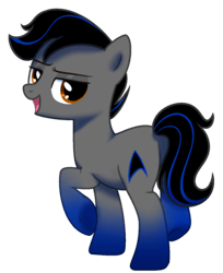 Size: 300x367 | Tagged: safe, artist:arshe12, edit, oc, oc only, oc:techno babble, earth pony, pony, series:technoverse, butt, commission, looking at you, looking back, looking back at you, male, plot, simple background, solo, stallion, transparent background