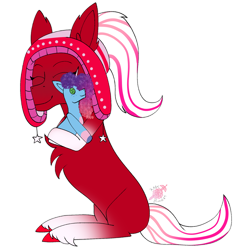 Size: 2000x2000 | Tagged: safe, artist:rose-blade, misty brightdawn, oc, oc only, oc:pepper, earth pony, pony, unicorn, 2024 community collab, derpibooru community collaboration, g5, chest fluff, cute, ear fluff, eyes closed, female, hat, hug, mare, markings, plushie, rebirth misty, simple background, sitting, solo, transparent background, unshorn fetlocks