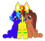 Size: 1818x1668 | Tagged: safe, artist:trixiecutiepox, oc, oc only, oc:grace seraph, oc:trixie cutiepox, oc:wish dancer, alicorn, bat pony, bat pony unicorn, hybrid, kirin, pony, unicorn, 2024 community collab, derpibooru community collaboration, alicorn oc, bat ears, blue body, blue coat, blue fur, brown body, brown coat, brown fur, digital art, ear fluff, fangs, green eyes, heterochromia, horn, hybrid oc, kirin oc, looking at you, markings, multicolored hair, multicolored mane, red eyes, simple background, sitting, teal eyes, transparent background, trio, unicorn oc, wings, yellow body, yellow coat, yellow fur