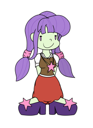 Size: 2160x2975 | Tagged: source needed, safe, anonymous artist, starlight, human, equestria girls, g4, big feet, clothes, dot eyes, female, hands behind back, high heels, jewelry, necklace, pigtails, shoes, simple background, skirt, smiling, solo, standing, stars, transparent background, vest