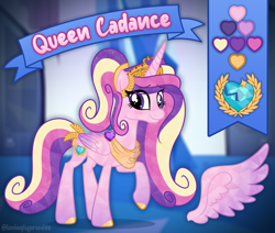 Size: 2412x2048 | Tagged: safe, alternate character, alternate version, artist:lovinglypromise, princess cadance, alicorn, crystal pony, pony, g4, alternate universe, concave belly, crystal empire, crystallized, female, high res, jewelry, mare, raised hoof, redesign, royalty, slender, solo, thin