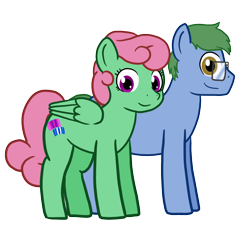 Size: 1500x1500 | Tagged: safe, artist:phallen1, derpibooru exclusive, oc, oc only, oc:software patch, oc:windcatcher, earth pony, pegasus, pony, 2024 community collab, derpibooru community collaboration, duo, duo male and female, earth pony oc, female, male, pegasus oc, simple background, transparent background, wings