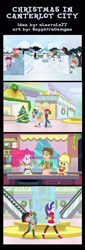Size: 950x2787 | Tagged: safe, artist:sapphiregamgee, apple bloom, applejack, pinkie pie, rarity, scootaloo, sweetie belle, human, equestria girls, g4, canterlot mall, christmas, christmas cookies, christmas lights, christmas tree, clothes, comic, commission, crossover, cutie mark crusaders, holiday, humanized, pinkie's kitchen, scarf, snow, snowball, snowball fight, tree, winter, winter outfit