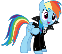 Size: 1024x895 | Tagged: safe, artist:iamaveryrealperson, edit, vector edit, rainbow dash, pegasus, pony, g4, 2021, clothes, female, folded wings, happy, jacket, leather, leather jacket, looking at someone, looking at something, mare, ms paint, open mouth, simple background, smiling, solo, transparent background, vector, wings, zipper