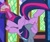 Size: 1273x1080 | Tagged: safe, screencap, dj pon-3, twilight sparkle, vinyl scratch, alicorn, pony, a trivial pursuit, g4, season 9, adorkable, bell, clothes, cropped, cute, dork, female, handstand, levitation, library, magic, mare, shirt, standing on forelegs, telekinesis, twiabetes, twilight sparkle (alicorn), twilight's castle, twilight's castle library, upside down, wings