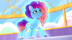 Size: 3072x1727 | Tagged: safe, screencap, misty brightdawn, pony, unicorn, g5, icy prints, my little pony: tell your tale, spoiler:g5, spoiler:my little pony: tell your tale, spoiler:tyts02e01, crystal brighthouse, female, mare, rebirth misty, smiling, solo