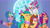 Size: 3072x1727 | Tagged: safe, screencap, hitch trailblazer, izzy moonbow, sparky sparkeroni, sunny starscout, zipp storm, dragon, earth pony, pegasus, pony, unicorn, g5, heavy is the mane that wears the fruit crown, my little pony: tell your tale, spoiler:g5, spoiler:my little pony: tell your tale, spoiler:tyts02e02, baby, baby dragon, crystal brighthouse, female, flying, frown, goggles, male, mare, open mouth, papa hitch, spread wings, stallion, wings