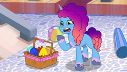 Size: 3072x1727 | Tagged: safe, screencap, misty brightdawn, pony, unicorn, g5, heavy is the mane that wears the fruit crown, my little pony: tell your tale, spoiler:g5, spoiler:my little pony: tell your tale, spoiler:tyts02e02, crystal brighthouse, female, mare, open mouth, rebirth misty, solo