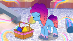 Size: 3072x1727 | Tagged: safe, screencap, misty brightdawn, pony, unicorn, g5, heavy is the mane that wears the fruit crown, my little pony: tell your tale, spoiler:g5, spoiler:my little pony: tell your tale, spoiler:tyts02e02, crystal brighthouse, eyes closed, female, frown, mare, rebirth misty, solo