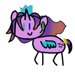 Size: 1280x1280 | Tagged: safe, artist:decokenite, oc, oc only, oc:inceleriah, alicorn, pony, 2024 community collab, derpibooru community collaboration, base used, crown, ear piercing, female, heterochromia, in a nutshell, jewelry, mare, piercing, regalia, simple background, smiling, solo, stick pony, transparent background, what the hay?