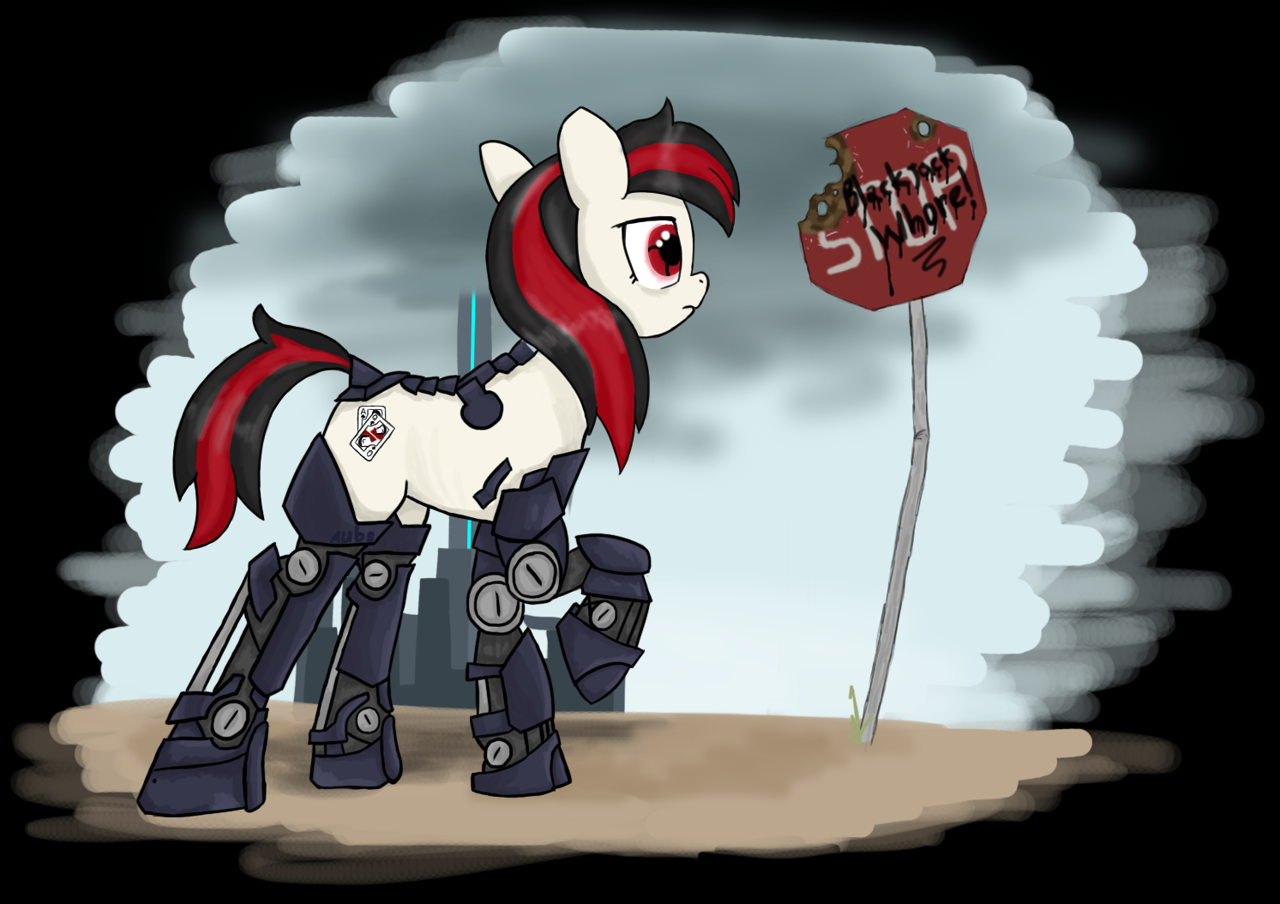 safe, artist:derpy_fan, oc, oc only, oc:blackjack, unicorn, <b>fallout</b> <b>equestr...</b>