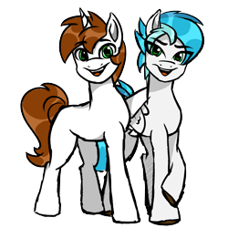 Size: 2000x2000 | Tagged: safe, artist:benzayngcup, oc, oc only, unnamed oc, pegasus, pony, unicorn, 2024 community collab, derpibooru community collaboration, duo, duo male and female, female, horn, male, simple background, transparent background, wings