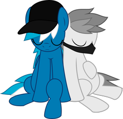 Size: 4019x3888 | Tagged: safe, artist:phancestorm, oc, oc only, oc:losventronomous, oc:phancestorm, earth pony, pegasus, pony, 2024 community collab, derpibooru community collaboration, duo, duo male and female, female, hat, male, mask, ponysona, simple background, sleeping, transparent background, vector, wings