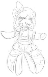 Size: 255x410 | Tagged: safe, artist:umbreow, oc, oc:sublime wile, pony, clothes, dress, monochrome, sketch, solo